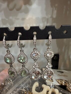 Givenchy Rose Gold and Silver Crystal Teardrop Earrings